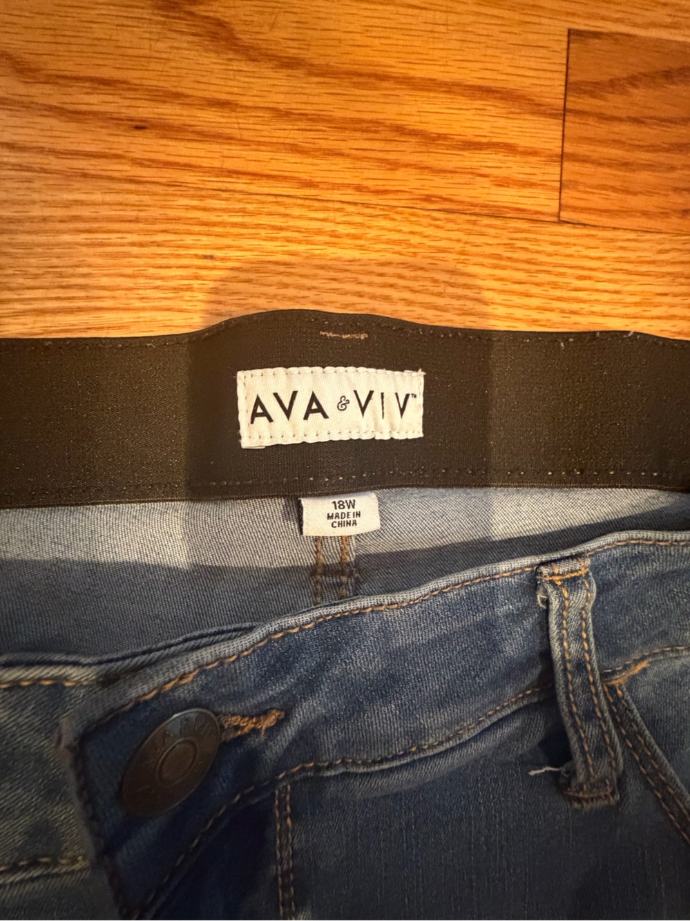 Ava & Viv Blue Denim Jeans with Black Elastic Waistband